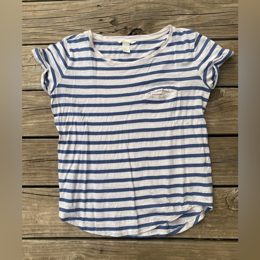 Blue and White Striped Kids Shirt